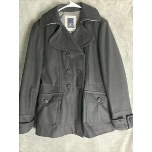 Nautica Double Breasted Peacoat Size 6 Mid Length Wool Blend Winter Notch Lapel